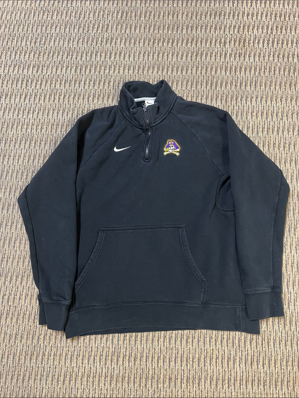 Nike Men’s Black Quarter-Zip Pullover with Embroidered Pirate Logo